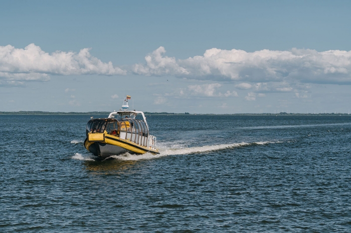 Catamaran ride to the delta of Nemunas through the lagoon
